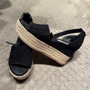 Steve Madden Black Espadrille Platform Sandals